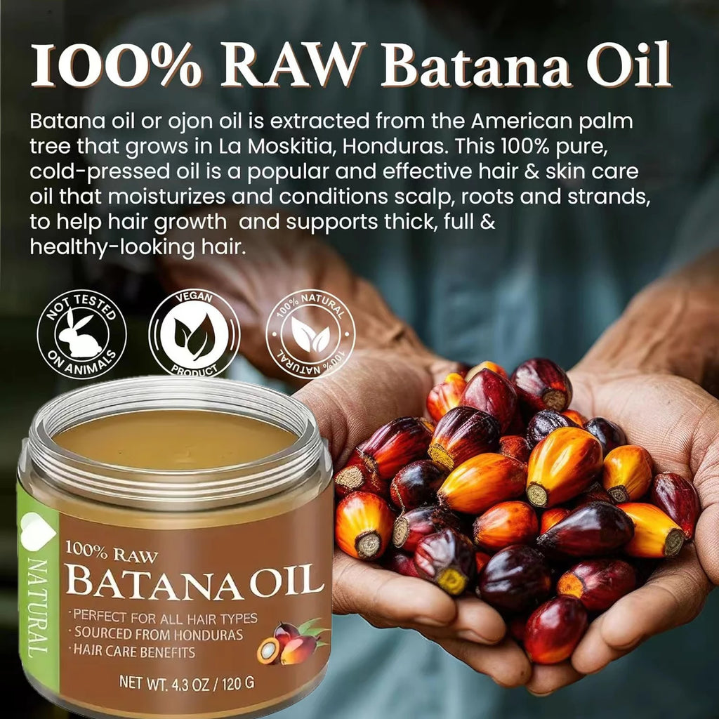 2-Pack 100% Raw Batana Oil from Honduras – Hair Growth & Repair Treatment, 4.3oz Each