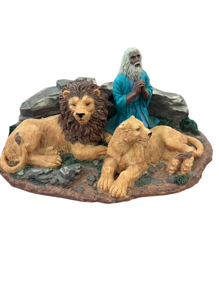 Vintage Daniel in the Lion's Den Figurine - Christian Art Sculpture