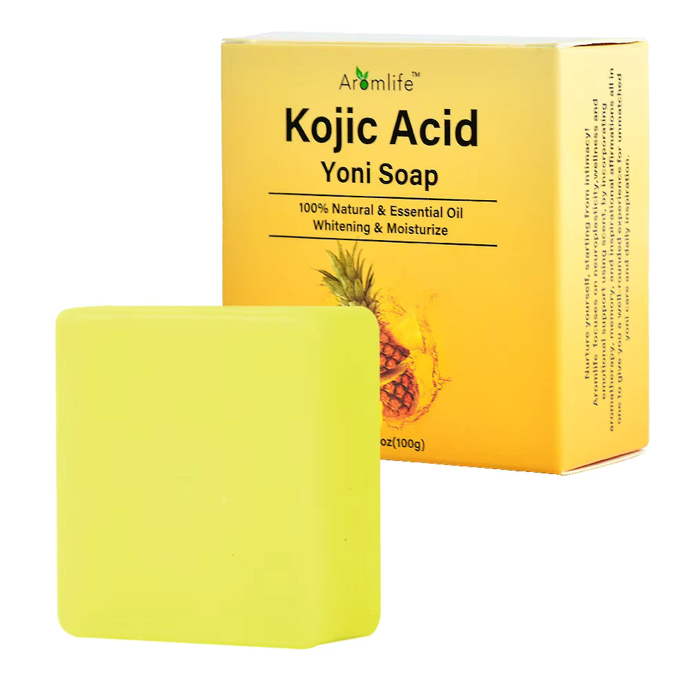 3 Pcs Pure Bliss Kojic Acid Yoni Soap - Natural Intimate Whitening & pH Balance Bar, Organic Feminine Hygiene Cleanser with Essential Oils, Moisturizing Daily Care Soap 3.5oz (Strawberry, Pineapple, Peach)