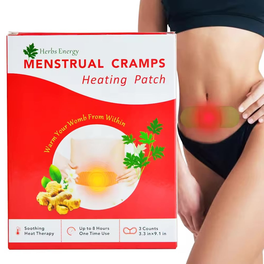 Menstrual Relief Heating Patches for Period Cramps Natural Herbs Heating Patches with Motherwort Ginger and Mugwort - 3 Pcs/Box