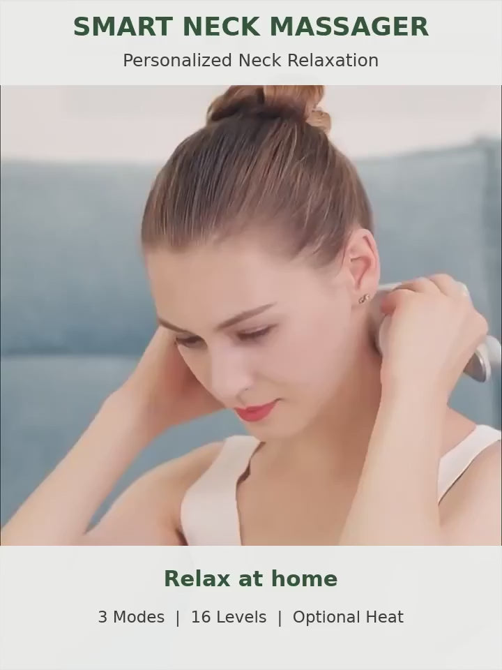 4-Head Heated Neck and Shoulder Massager – 3 Massage Modes, 16 Intensity Levels & USB Rechargeable