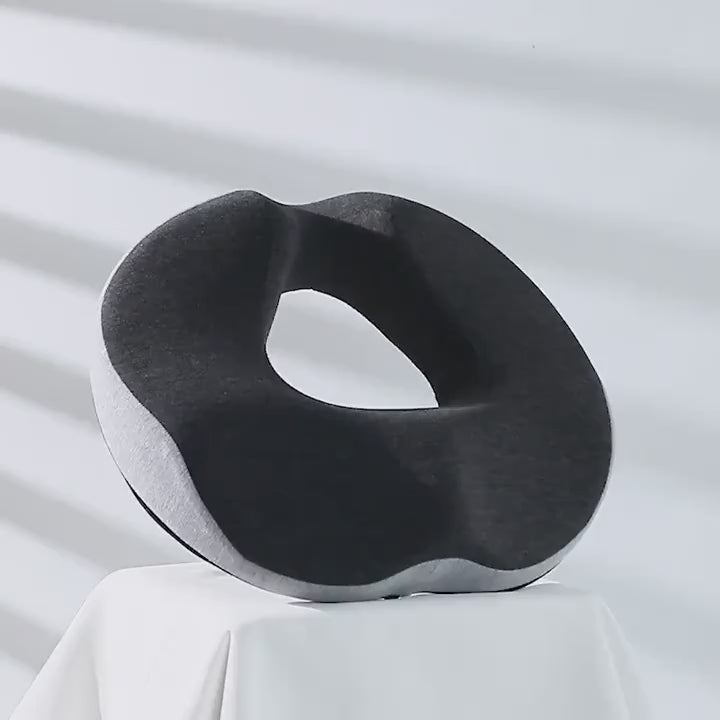 Sciatica & Tailbone Relief Seat Cushion - Ergonomic Memory Foam Donut Pillow for Office Chair, Car, & Wheelchair, Improves Posture & All-Day Comfort, Gray