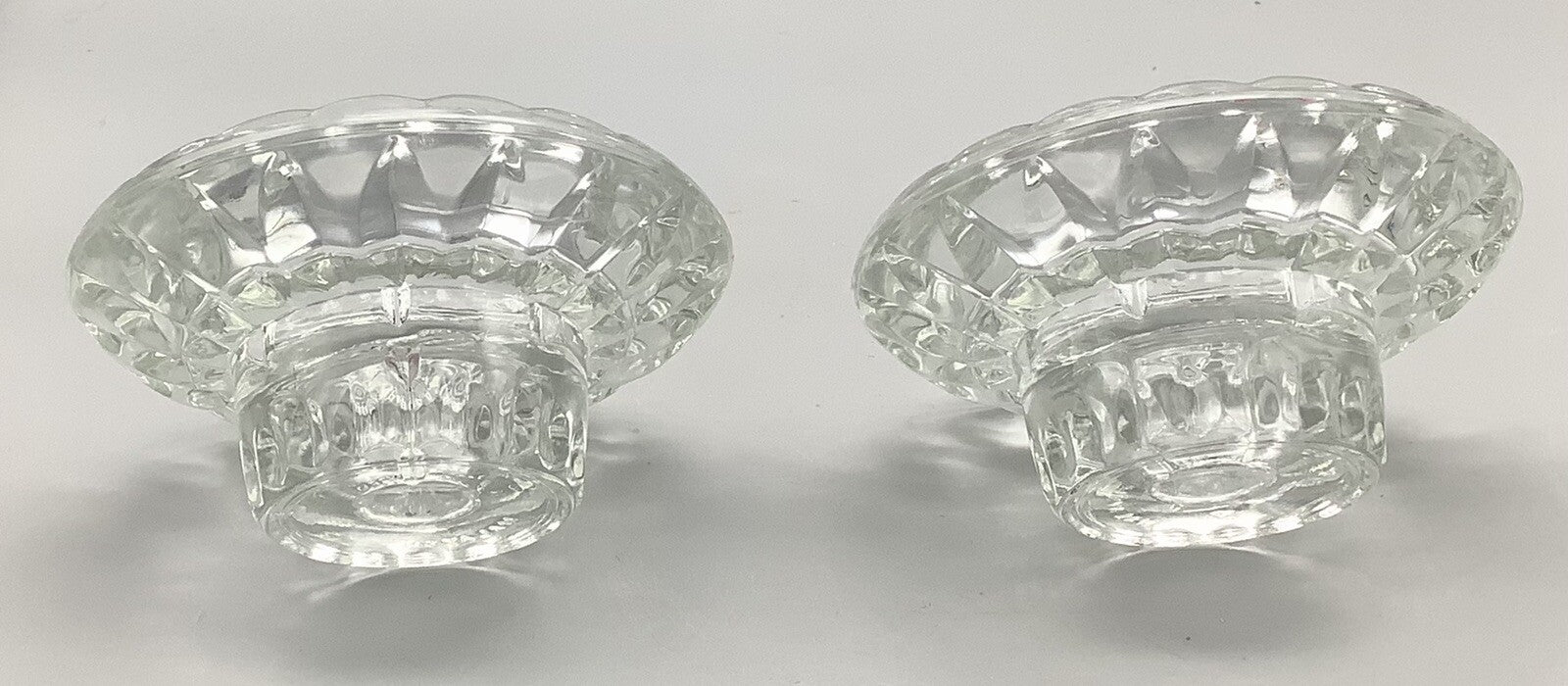 Set of 2 Vintage KIG Indonesia Pressed Glass 3-in-1 Candle Holders