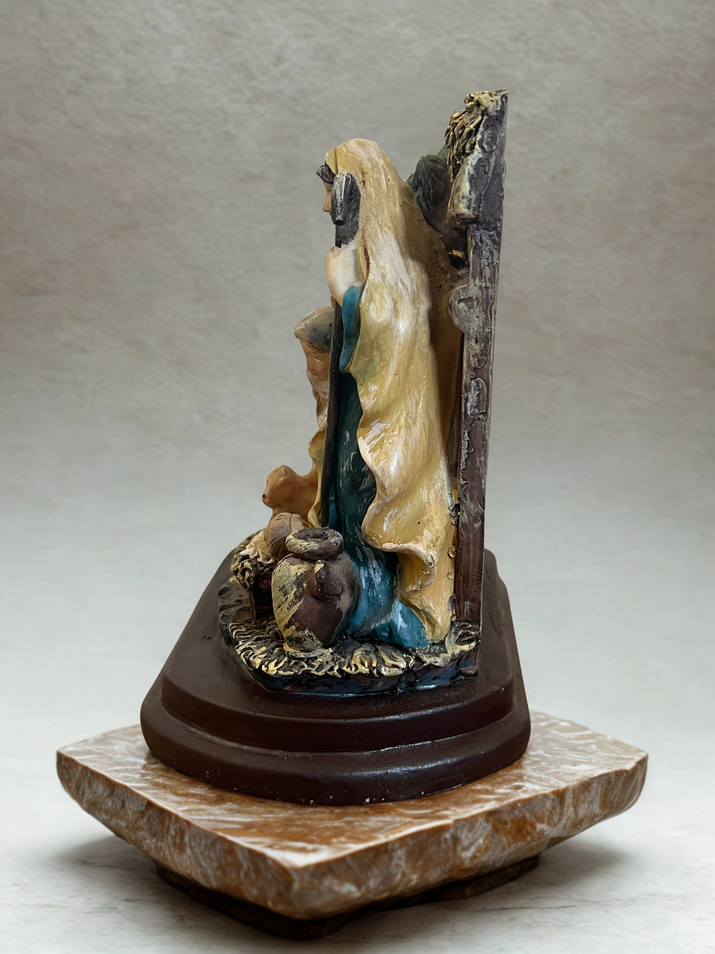 Hand-Painted Nativity Scene Figurine – Mary, Joseph, & Baby Jesus - A Timeless Christmas Centerpiece