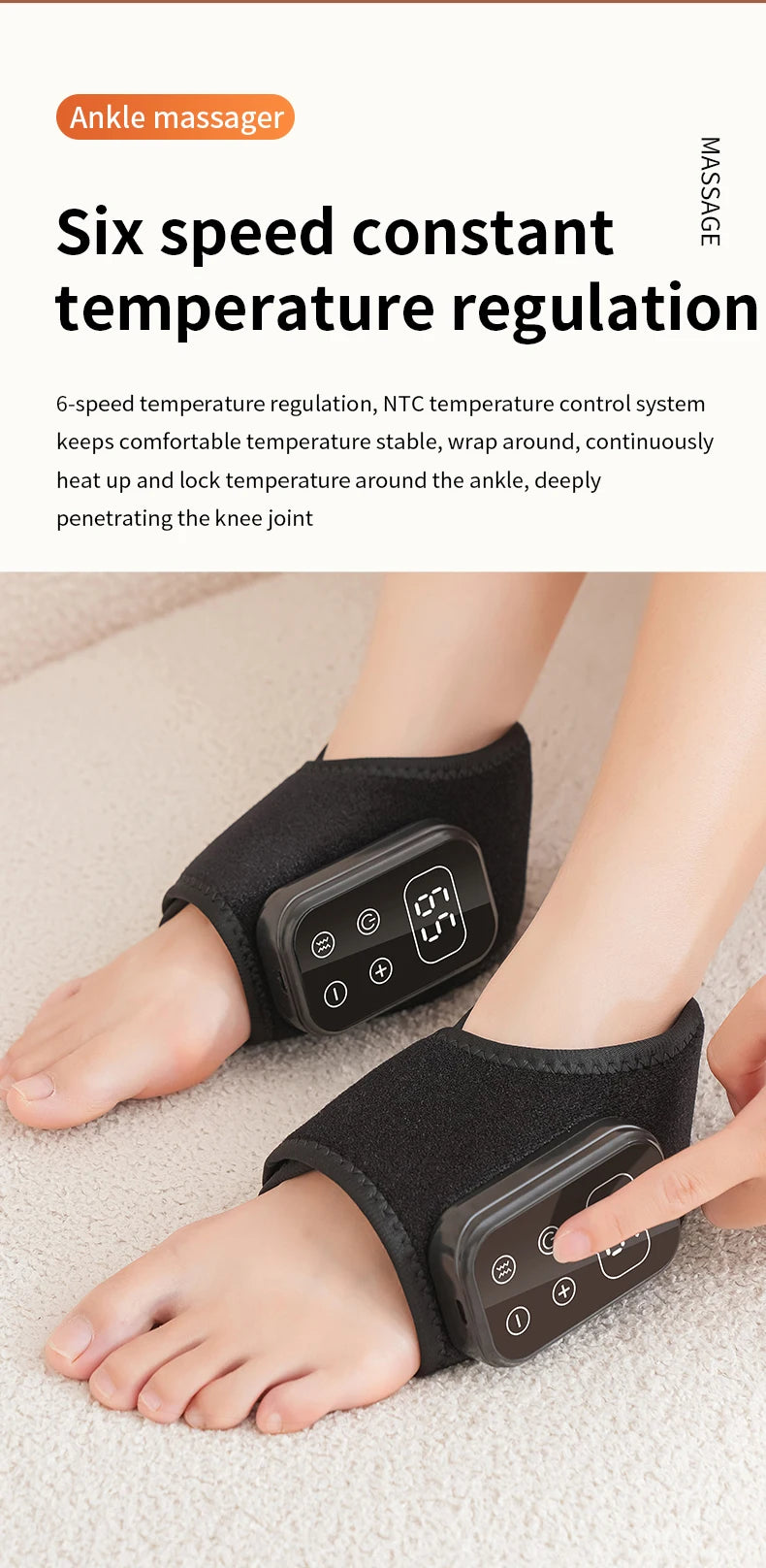 Heated Foot and Ankle Massager for Neuropathy and Plantar Fasciitis, Cordless Foot Massager with Heat and Vibration, Portable Wrap for Home, Office, and Travel (Grey, 2-Piece Set)