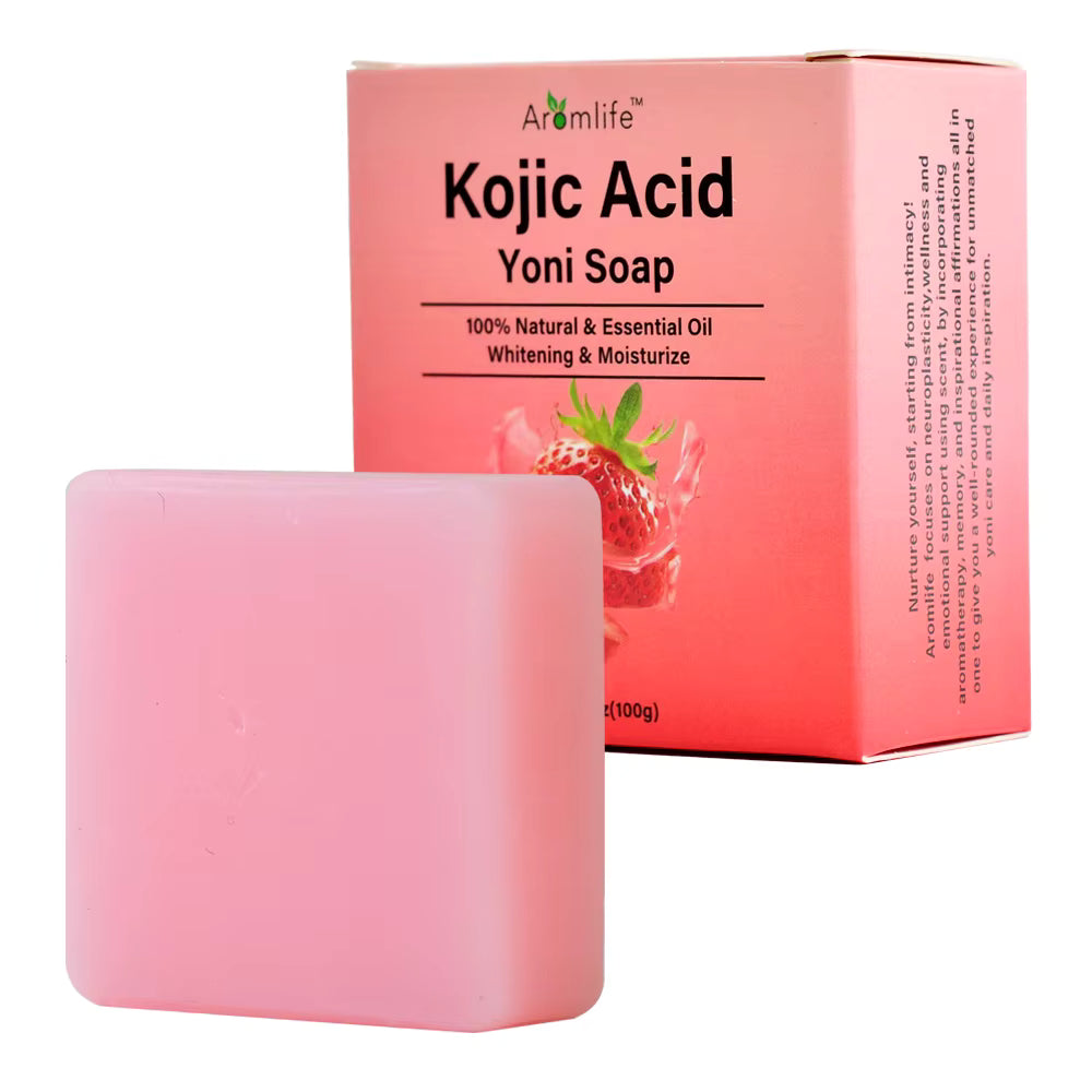 3 Pcs Pure Bliss Kojic Acid Yoni Soap - Natural Intimate Whitening & pH Balance Bar, Organic Feminine Hygiene Cleanser with Essential Oils, Moisturizing Daily Care Soap 3.5oz (Strawberry, Pineapple, Peach)