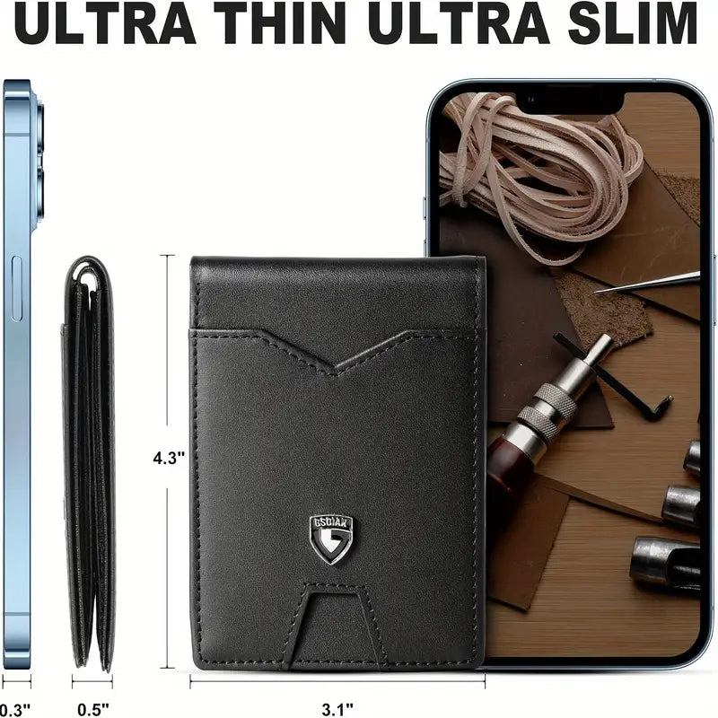 Ultra Slim RFID Blocking Carbon Fiber Wallet for Men – Minimalist Bifold, 11 Card Slots, Durable Microfiber Leather, Gift Box – Compact Credit Card Holder, Stylish Black – Perfect Gift for Dad, Husband, Son, Boyfriend, Friend