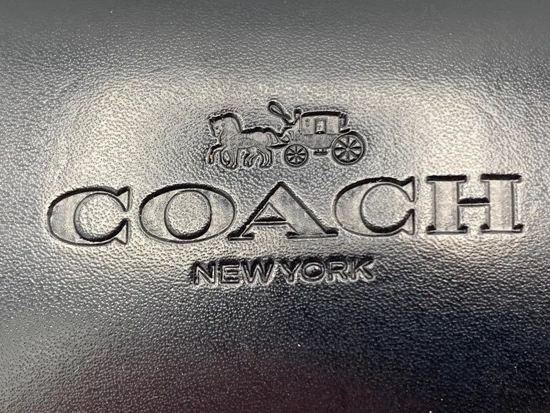 Authentic COACH Glasses Case Hard Shell w/ Sealed Cleaning Cloth – Black Leather-Like Exterior, Velvet Interior