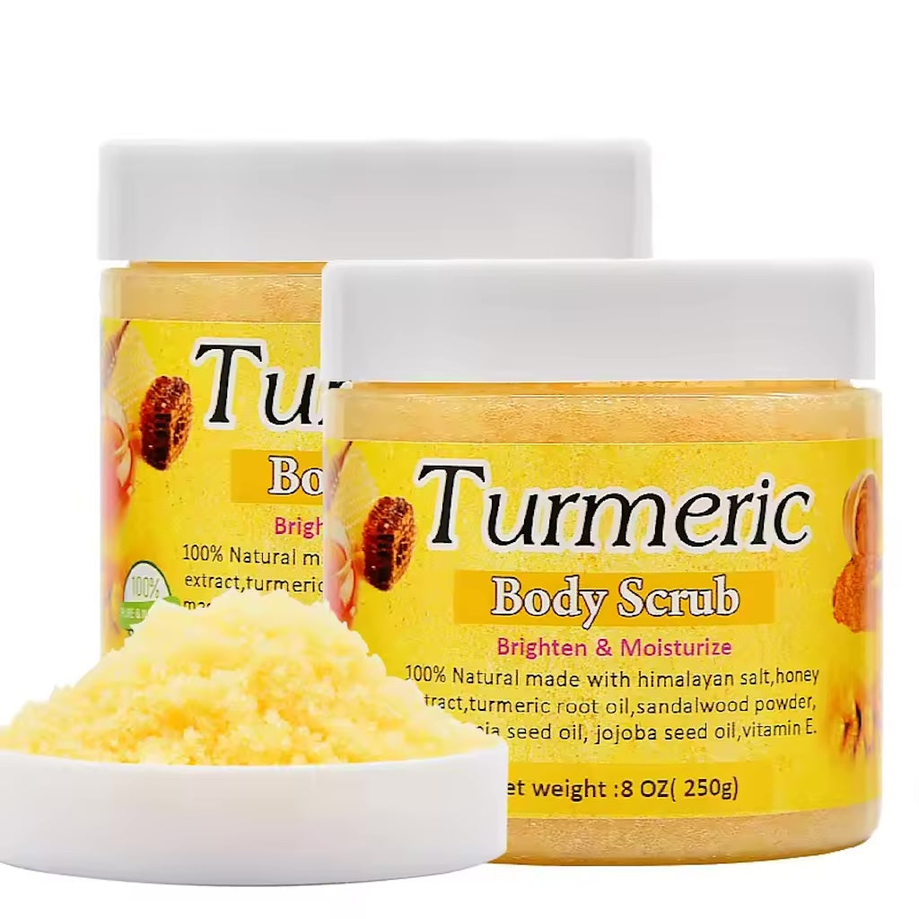 Turmeric Body Scrub Dead Sea Salt Scrub Gentle Moisturizing and Exfoliating Body Scrub Exfoliation Skin Whitening Deep Cleansing, 8oz
