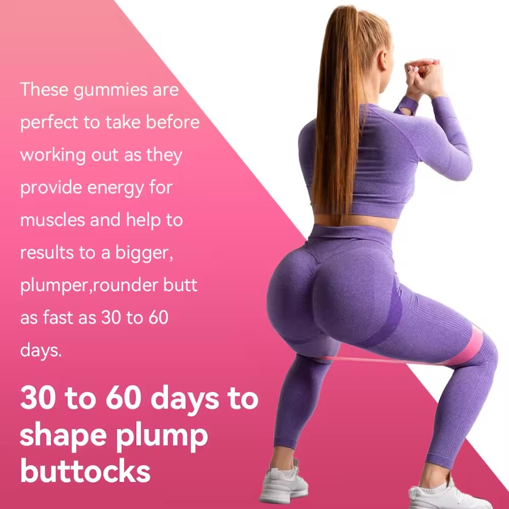 Hip Butt Gummies BBL Gummies Butt Lift Gummies for Women, with Vitamins A, B-6, C and E – 60 Count