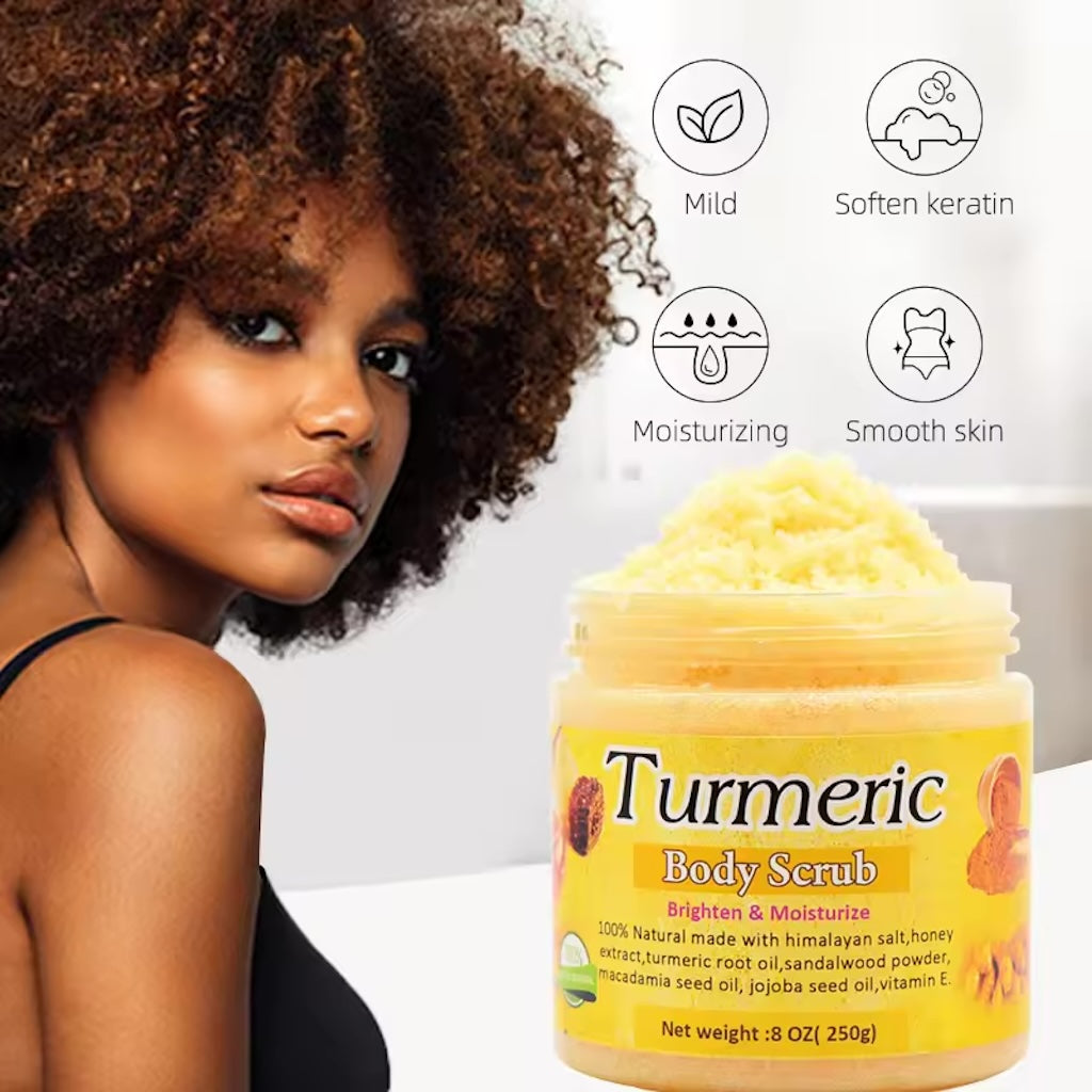 Turmeric Body Scrub Dead Sea Salt Scrub Gentle Moisturizing and Exfoliating Body Scrub Exfoliation Skin Whitening Deep Cleansing, 8oz