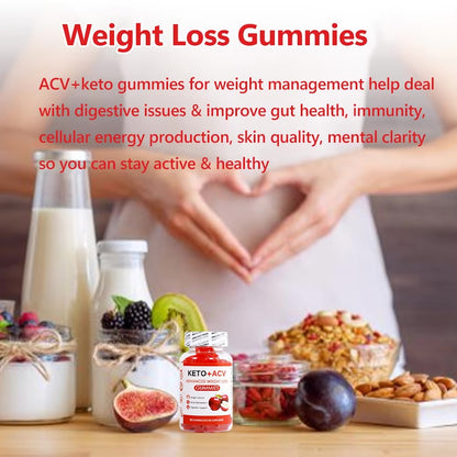 KETO+ACV Gummies Advanced Weight Loss, Boost Metabolism, 1000mg (Vitamins B9 & B12) – 60 Count