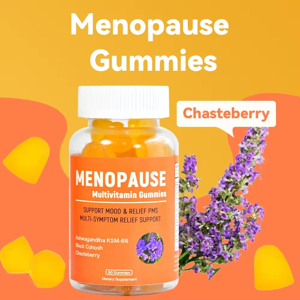 All-in-One Menopause Multivitamin Gummies Hormone Balance Multi-Symptom Menopause Relief Gummies PMS Relief Gummies with Chasteberry Ashwagandha Black Cohosh - 60 Count