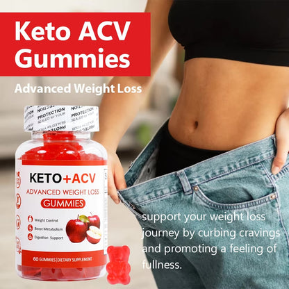 KETO+ACV Gummies Advanced Weight Loss, Boost Metabolism, 1000mg (Vitamins B9 & B12) – 60 Count