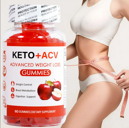 KETO+ACV Gummies Advanced Weight Loss, Boost Metabolism, 1000mg (Vitamins B9 & B12) – 60 Count