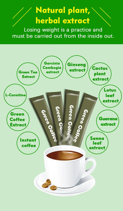 14-Day Slim Green Coffee with Ganoderma, Garcinia Cambogia, Green Tea Extract – 14 Packets